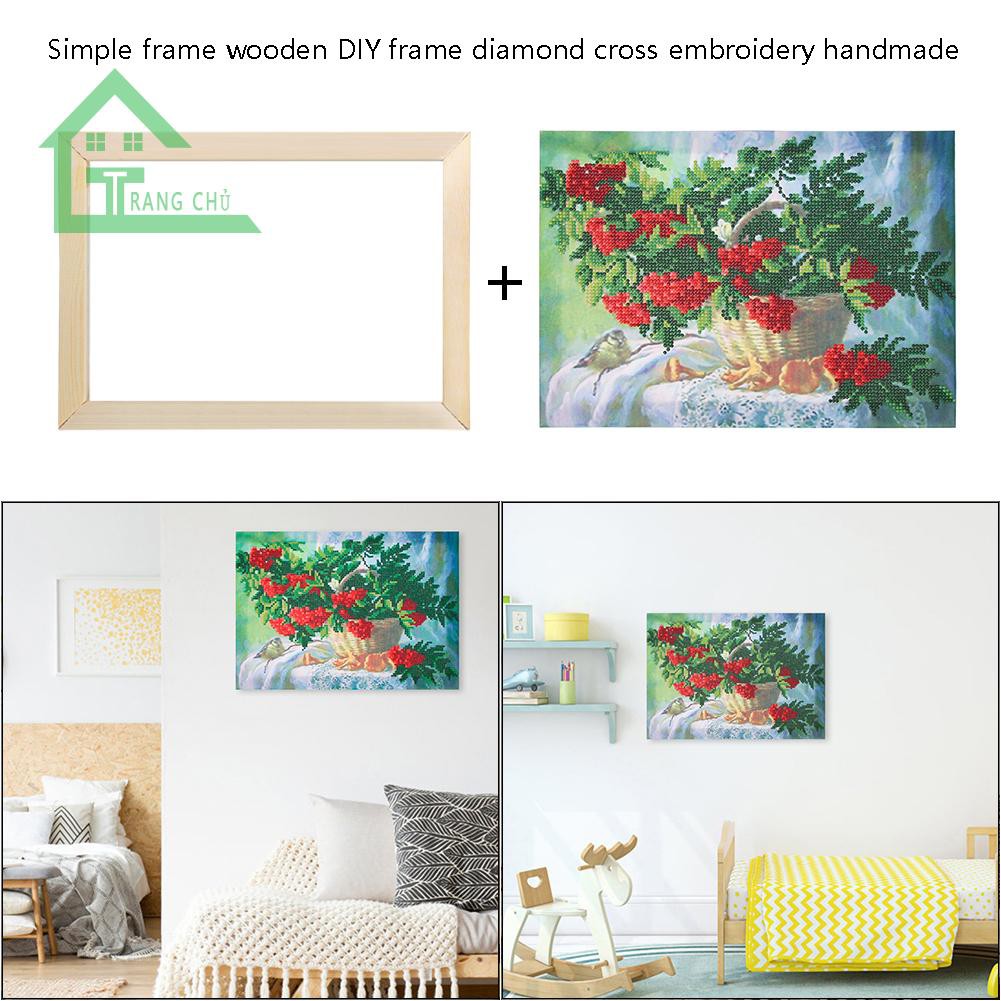 40 X 50cm Photo Picture Circle Case Embroidery Cross Stitch Print Wooden DIY Diamond Painting Frame