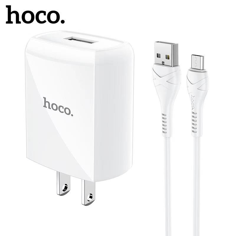 Bộ sạc nhanh 2.4A Hoco DC13 chân dẹt 1 cổng USB kèm dây Micro dài 1M cho Android