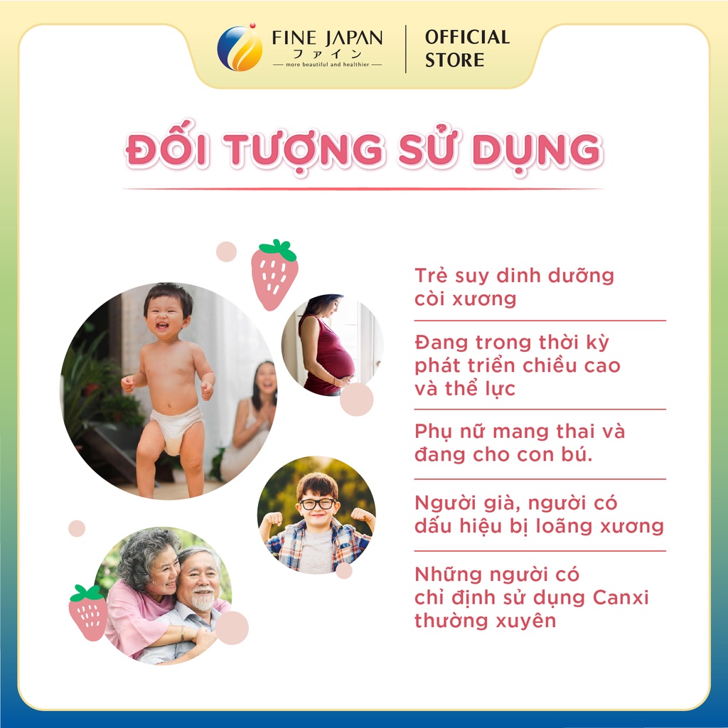 Bột Canxi tăng chiều cao VN Calcium For Kids FINE JAPAN bổ sung canxi và dinh dưỡng cho trẻ 20 gói