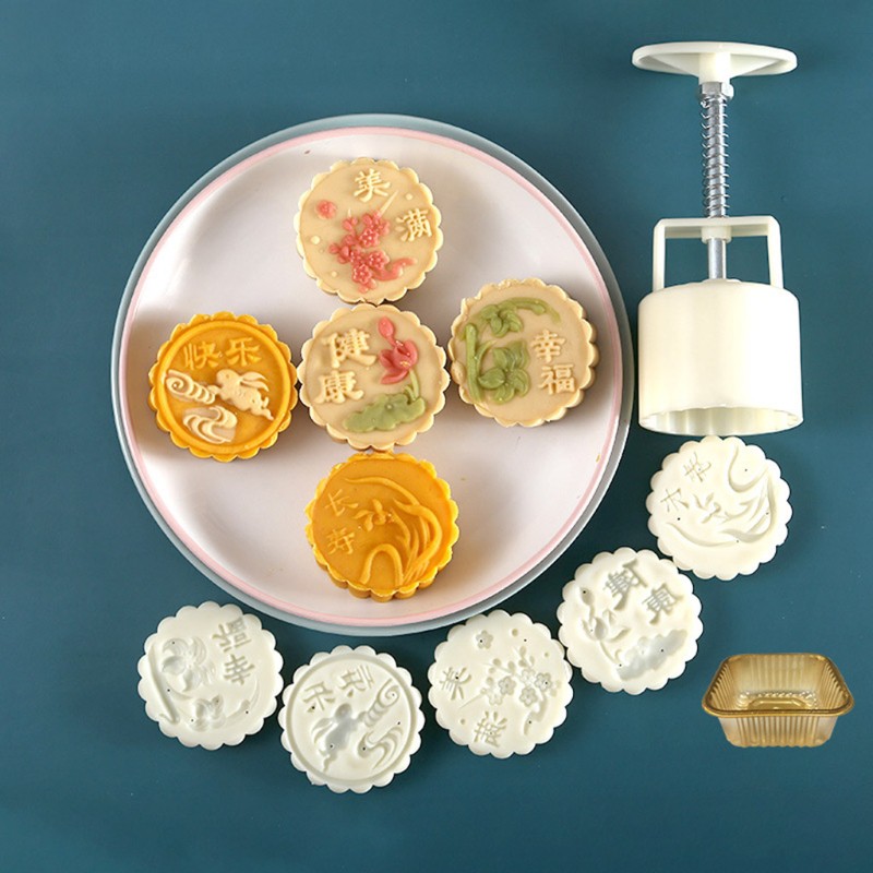 Bộ Khuôn Làm Bánh Trung Thu 75g Và 5 Con Dấu