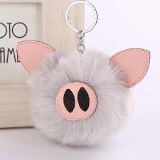 Móc khoá quả bông heo MKB9 dễ thương da PU