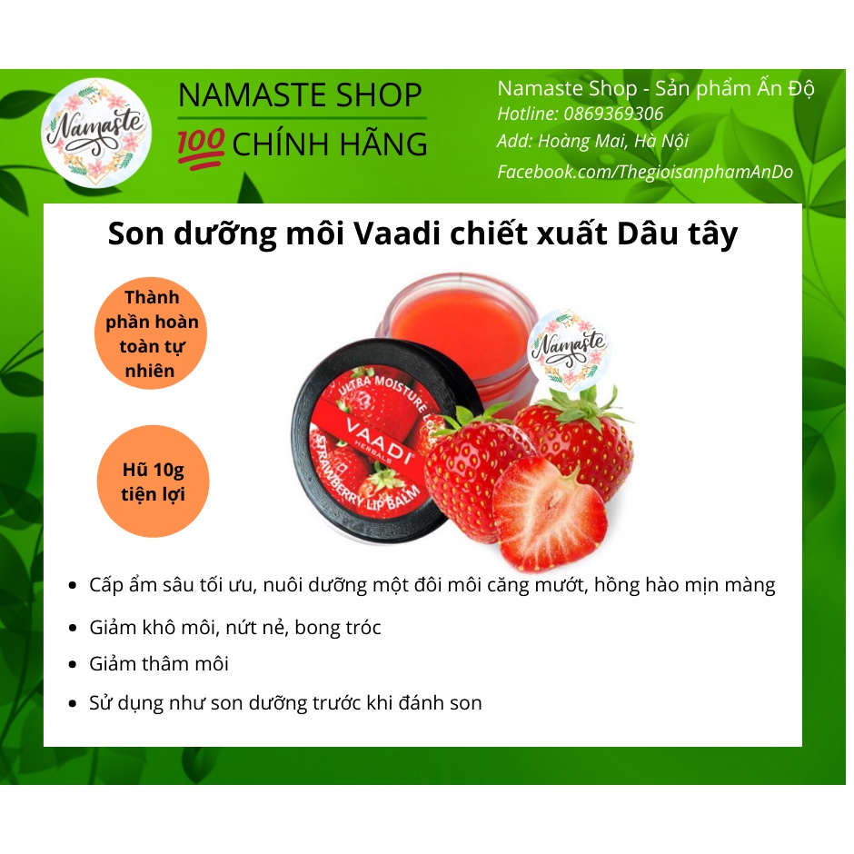 Son Dưỡng Môi Vaadi chiết xuất Dâu Tây
