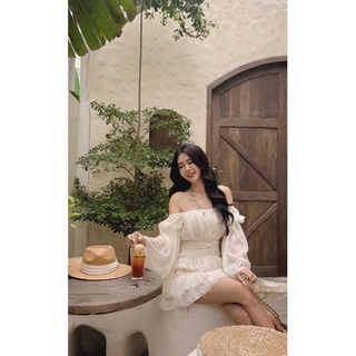 Váy trễ vai đuôi cá chất tơ Ashley