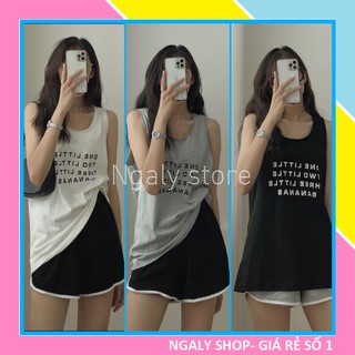 Set Đồ Nữ Áo Ba Lỗ Tank Top Ulzzang [FREESHIP] Đồ Bộ Nữ cá tính đi chơi Áo thun ba lỗ Quần Cộc mùa hè chất cotton