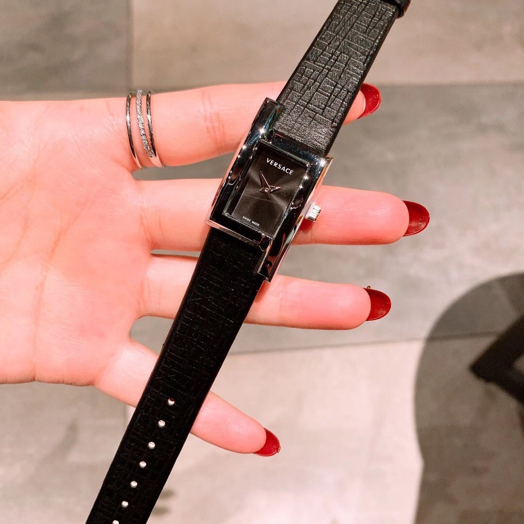 Đồng hồ nữ DH_Versace dây da , vỏ bạc, mặt vuông