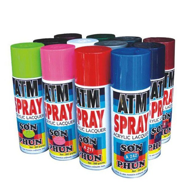 Sơn Xịt ATM SPRAY Sơn Phun ATM đủ Màu thông dụng chống gỉ sét bảo vệ bề mặt gỗ kim loại