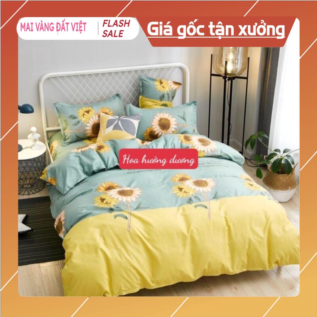 Bộ Ga Gối Poly 1M6 Bộ 3 Món đẹp mê ly được chọn mẫu-HOA HƯỚNG DƯƠNG