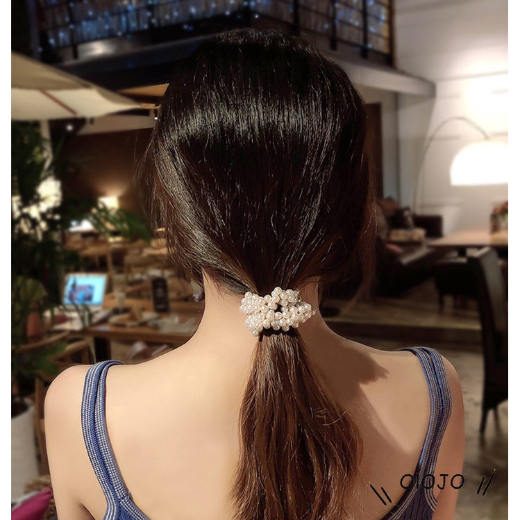 Dây Cột Tóc Đính Ngọc Trai Kiểu Hàn Quốc Xinh Xắn Cho Nữ