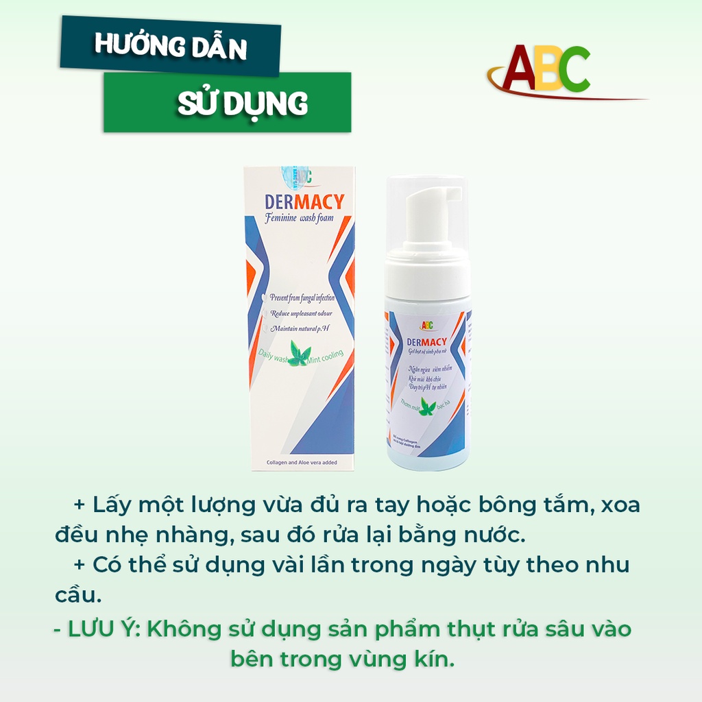 Dung Dịch Vệ Sinh Phụ Nữ Dermacy Gel Bọt Vệ Sinh Phụ Nữ Khử Mùi NGăn Ngừa Viêm Nhiễm - Chai 120ml