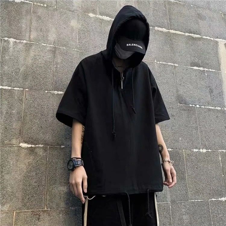 Áo Hoodie Nam Màu Đen Dáng Rộng Phong Cách Harajuku Cá Tính