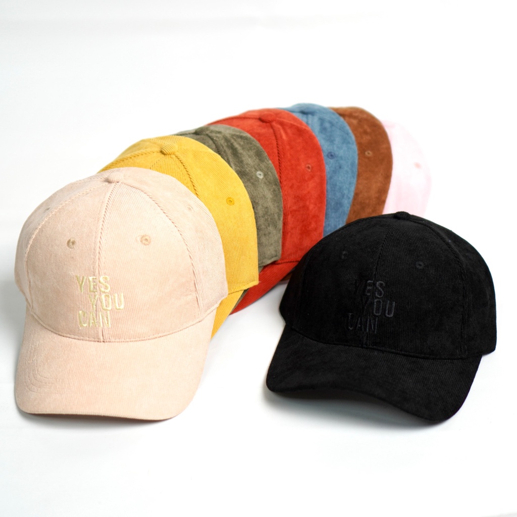 Mũ lưỡi trai thêu chữ Yes You Can Nón kết chất nhung phong cách Ulzzang thời trang form unisex nam nữ K10