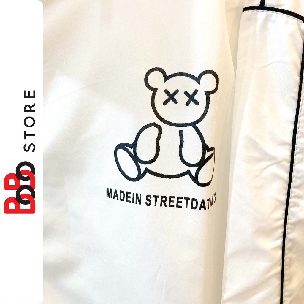 Áo khoác dù cổ cao in hình gấu form rộng dành cho nam nữ - BoBo Store