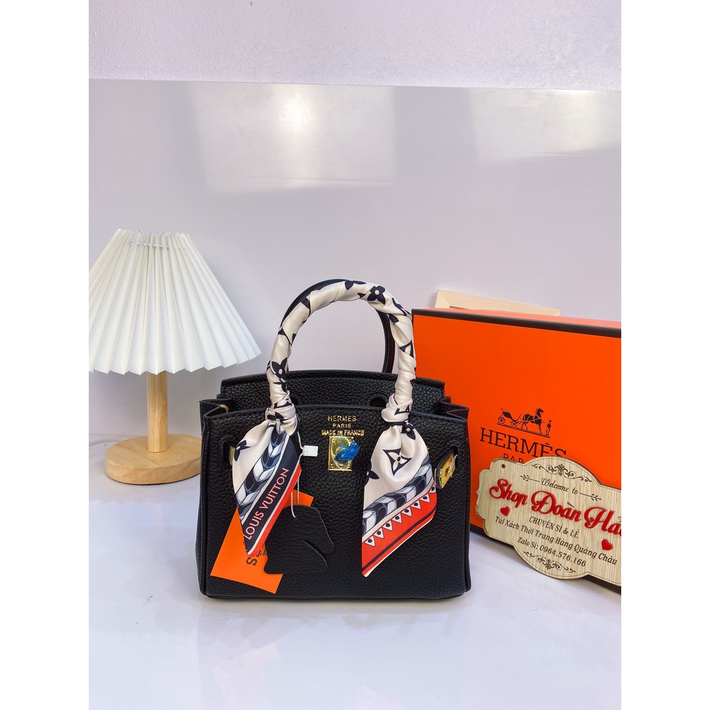 Túi Xách Nữ Cầm Tay Đeo Vai,Đeo Chéo Khóa Chữ H Chất Da Sần Bản Sai 21 CM Hàng Có Hộp Tặng Kèm Khăn msp389