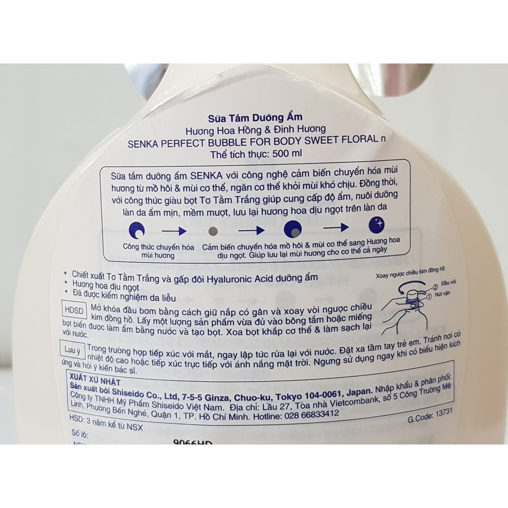 Sữa Tắm Dưỡng Ẩm Trắng Da SENKA Perfect Whip 500ml Nhật Bản