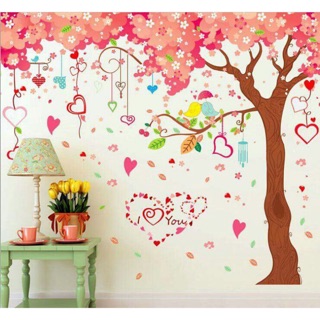 Decal dán tường Combo Cây tình yêu trái tim to nhất