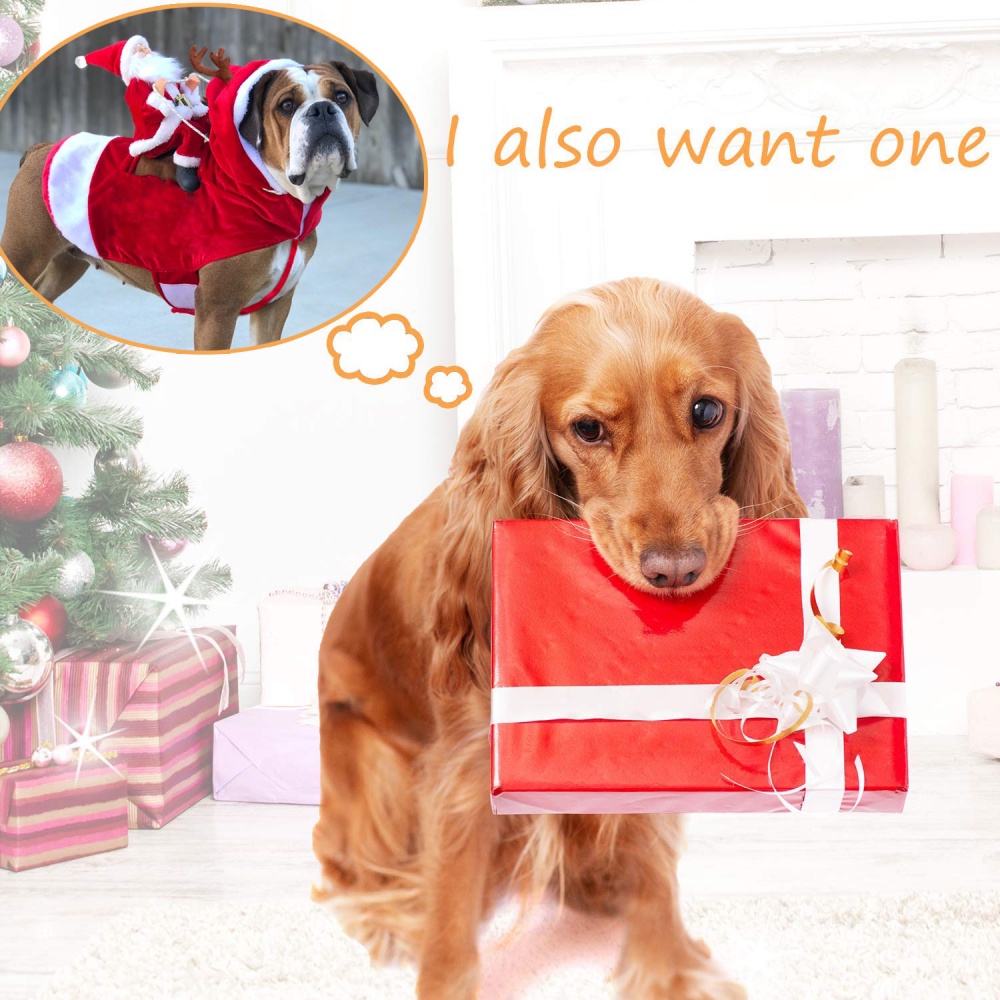 Thú cưng Quần áo Giáng sinh cho Chó lớn Nhỏ Trang phục Ông già Noel Cưỡi Quần áo Mèo Giáng sinh