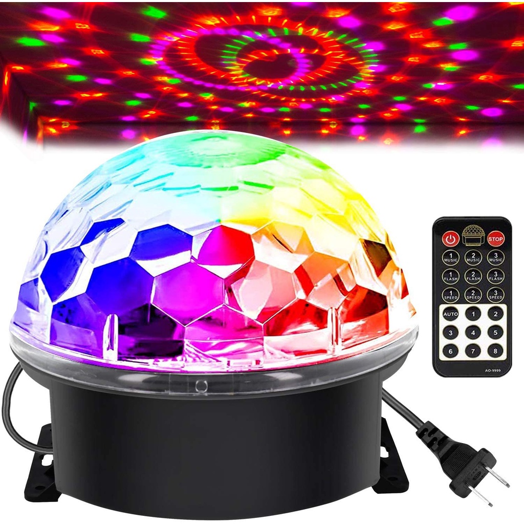 Đèn led 7 màu vũ trường nháy theo nhạc,xoay tự động 360 ánh sáng pha lê đa năng trang trí sân khấu,quán cafe,decor phòng