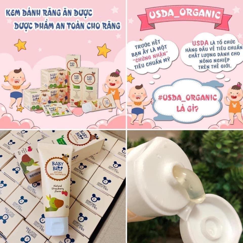 Kem Đánh Răng Cho Bé Nuốt Được Vị Trái Cây Baby Bro Hàn Quốc