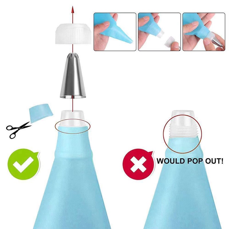 Set 8 dụng cụ bắt kem trang trí bánh bằng silicone tiện lợi