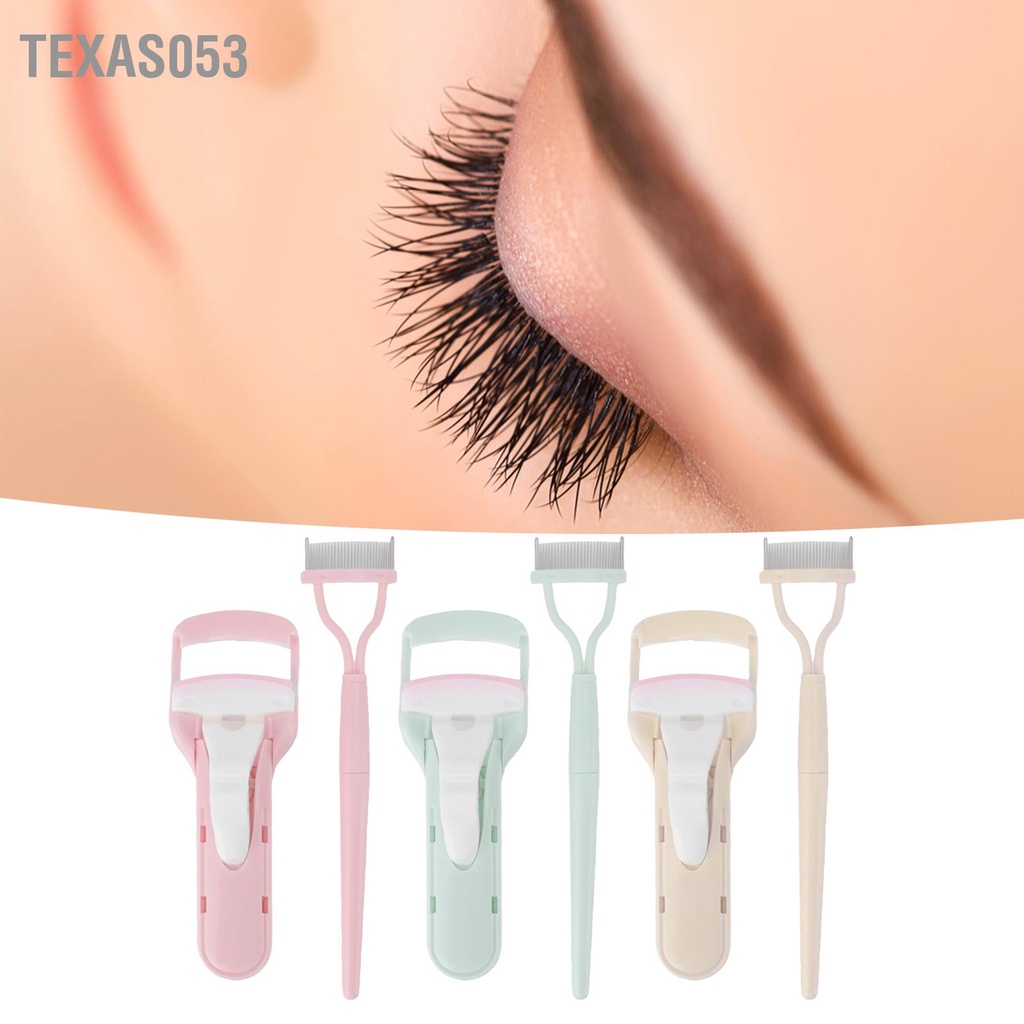 Texas053 Bộ dụng cụ uốn mi chuyên nghiệp góc rộng có với miếng đệm lót để trang điểm