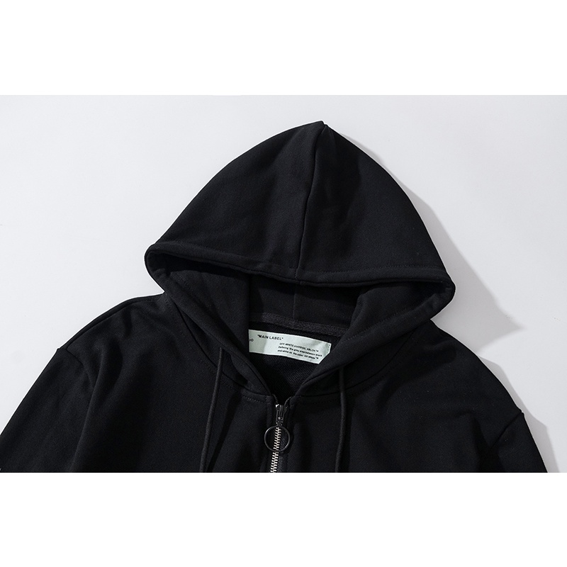 Áo khoác cardigan OFF WHITE cotton dáng rộng phối khóa kéo phong cách thời trang