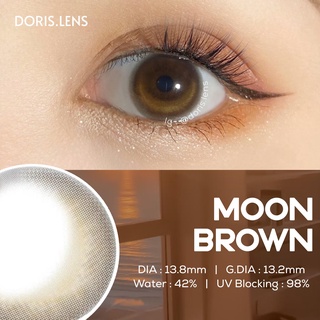  Kính Áp Tròng DORIS.LENS - MOON BROWN Không Giãn 13.8mm Lens Mắt Nâu Tự Nhiên Filter Mặt Trăng 0 Đến 10 Độ Lệch Độ 