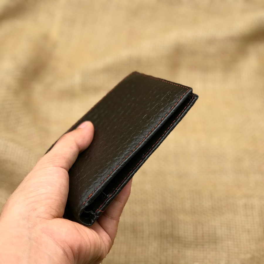 Ví nam da bò thật cao cấp LIDAN, bóp vân voi dáng ngang có hộp vintage kèm thiệp đẹp làm quà tặng LD5