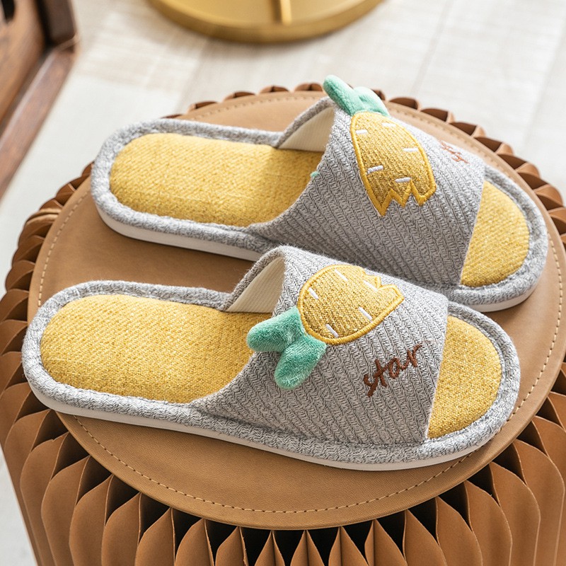 Dép Vải Bố Đay Hở Mũi Chân Đi Trong Nhà Hình Cà Rốt Dễ Thương - Mẫu 03