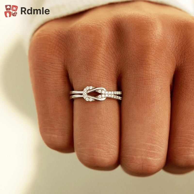 Nhẫn Tình Bạn Đính Đá Zircon Hình Thắt Nút Tình Bạn / Trái Tim Làm Quà Tặng Sinh Nhật / Giáng Sinh Cho Bạn Nữ