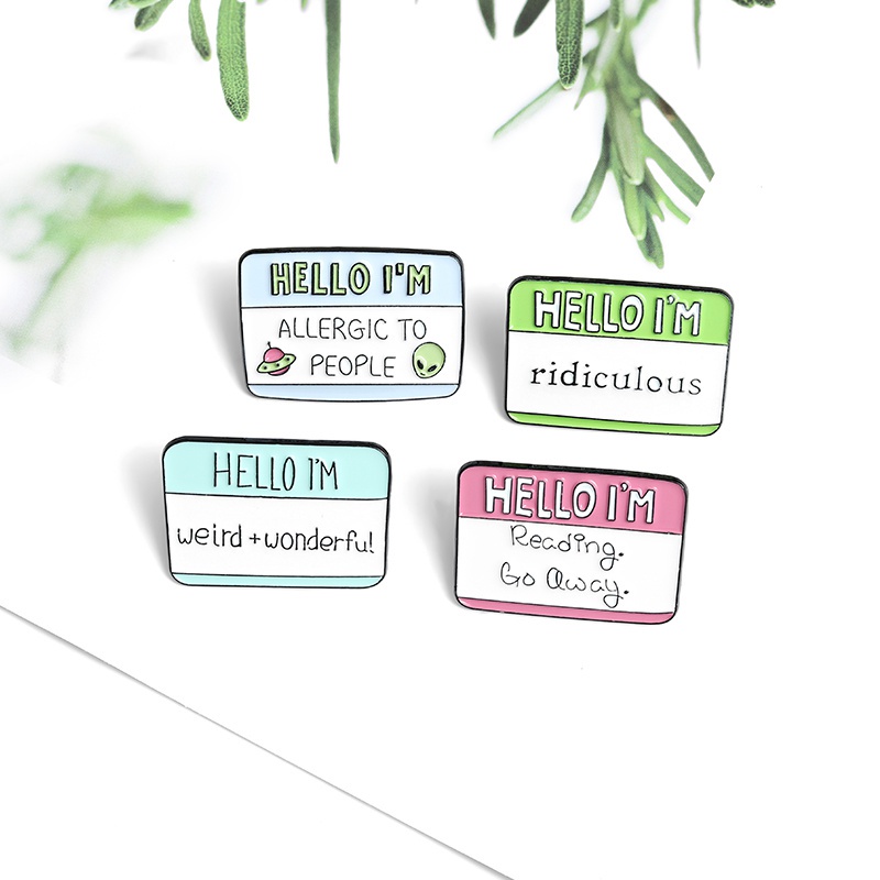 Ghim cài áo/túi xách tráng men hình câu nói vui nhộn hoạt hình 4 kiểu làm quà tặng cho bạn bè