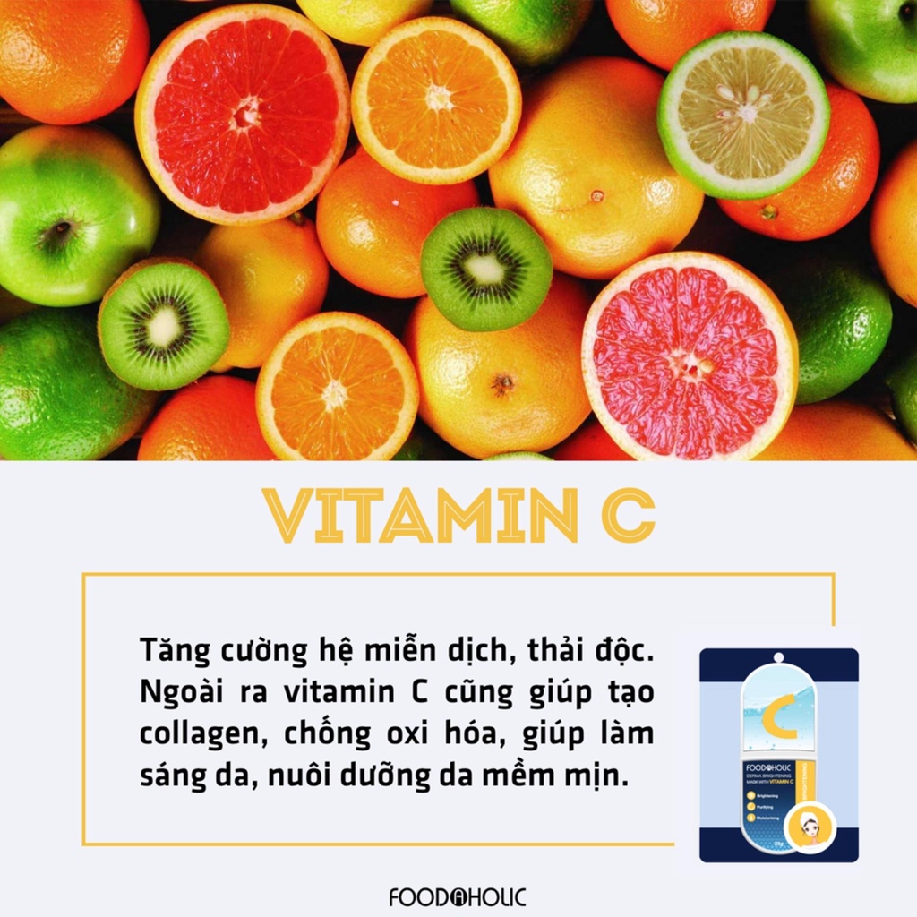 Mặt Nạ Foodaholic Vitamin C Derma Brightening Mask Dưỡng Ẩm, Sáng Da 23g