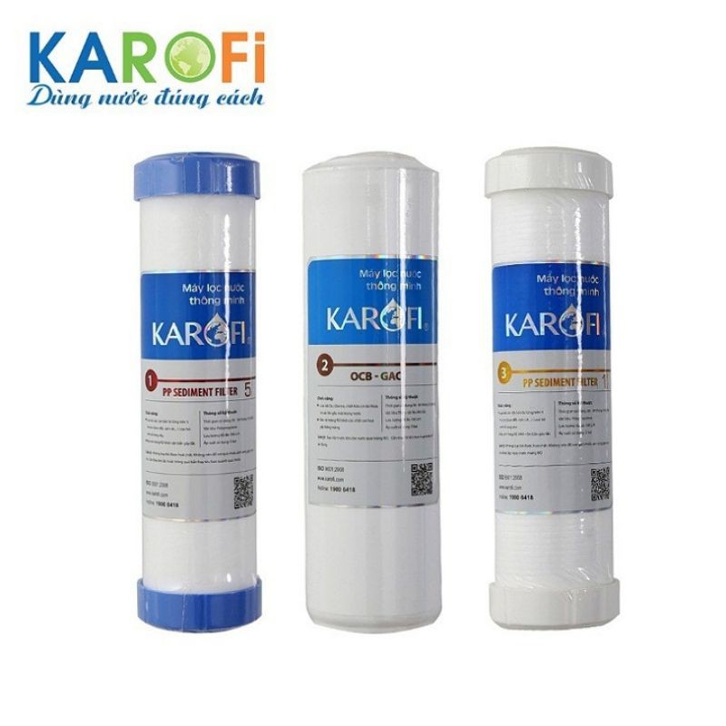 Bộ 3 lõi lọc nước số 1,2,3 Karofi chính hãng