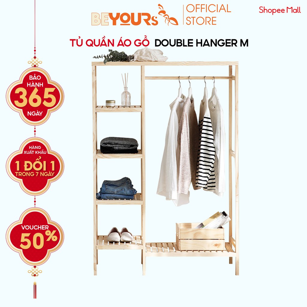 Tủ Treo Quần Áo Gỗ BEYOURS Double Hanger M Nội Thất Kiểu Hàn Lắp Ráp - Nội Thất Phòng Ngủ | BigBuy360 - bigbuy360.vn