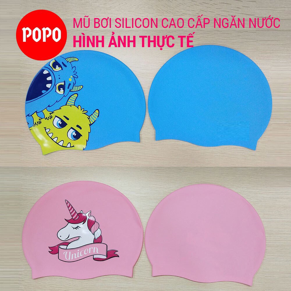 Nón bơi trẻ em mũ bơi cho bé hình ngộ nghĩnh chất liệu silicon an toàn, cảm giác mềm mại khi đội cho bé POPO CA43