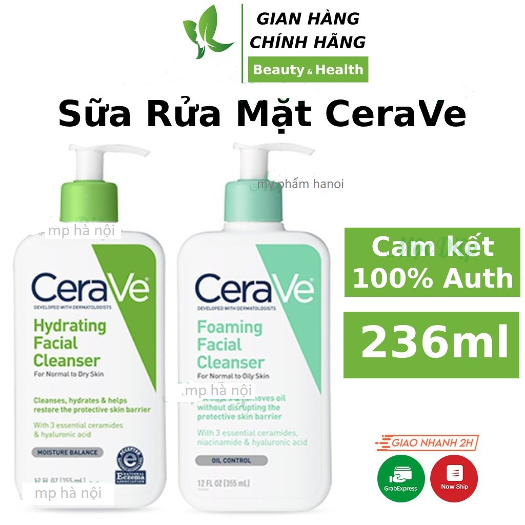 Sữa rửa mặt Cerave Foaming Facial Cleanser Cerave da dầu & Da Khô các size 236ml