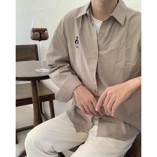 Áo sơ mi nam basic thêu hình - BEAR SHIRT.