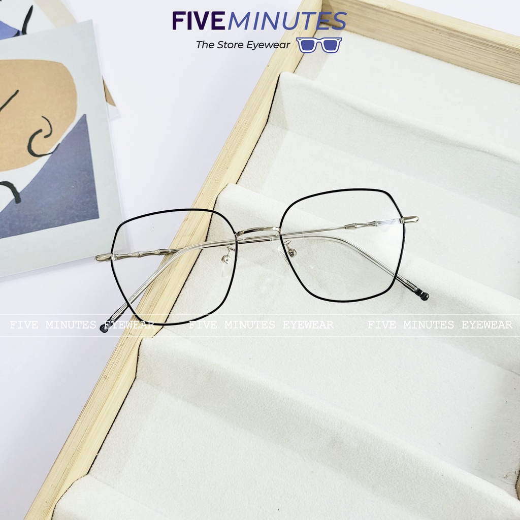 Gọng kính nam nữ kim loại mảnh nhẹ dáng vuông size to 8899 Siêu hot 2023 - Kính Mắt Five Minutes