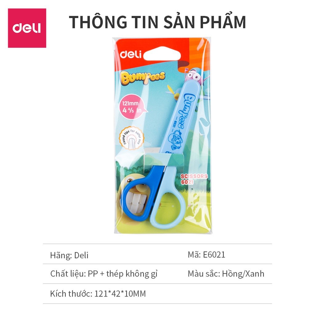 Kéo học sinh 121mm Deli - Hồng/Xanh - 1 chiếc - E6021