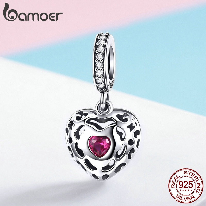 Hạt trang sức Bamoer chốt bạc 925 hình trái tim sang trọng
