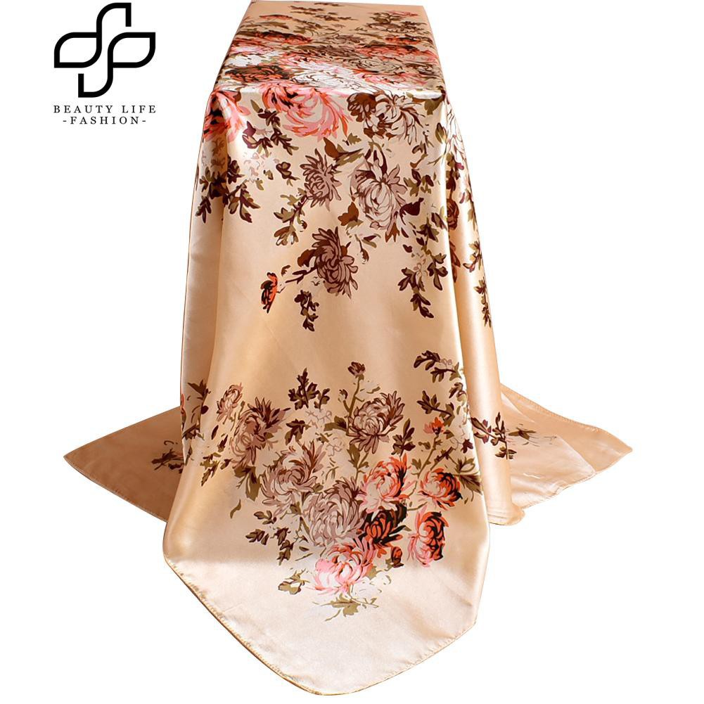 Khăn choàng cổ vuông 90x90cm in hoa