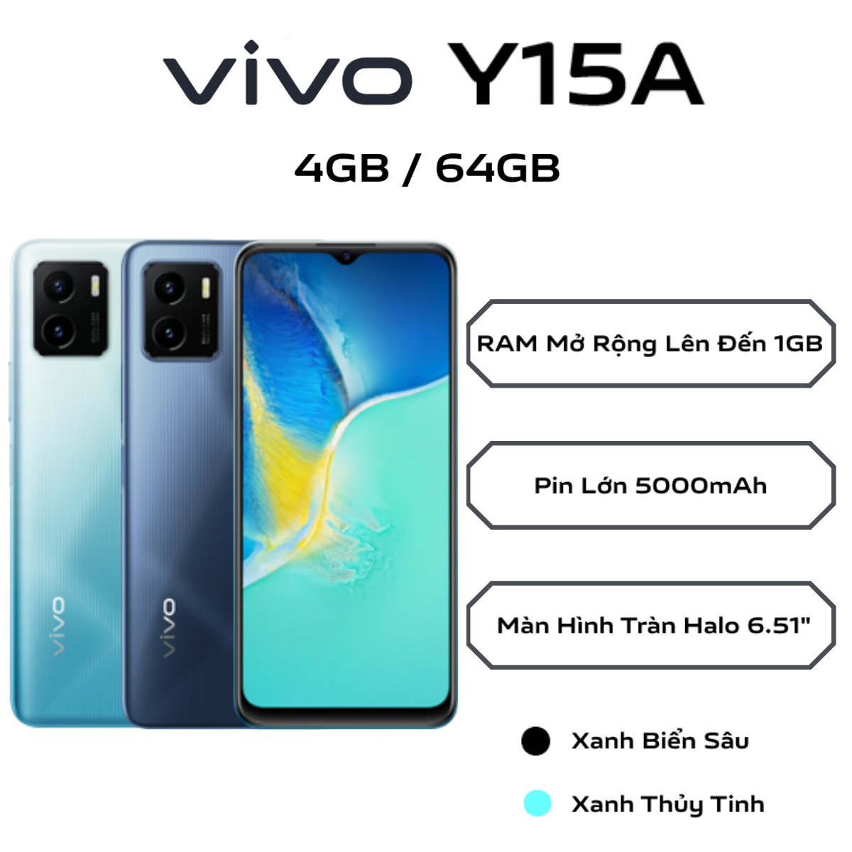 Điện thoại Vivo Y15A 4GB + 64GB - Hàng chính hãng