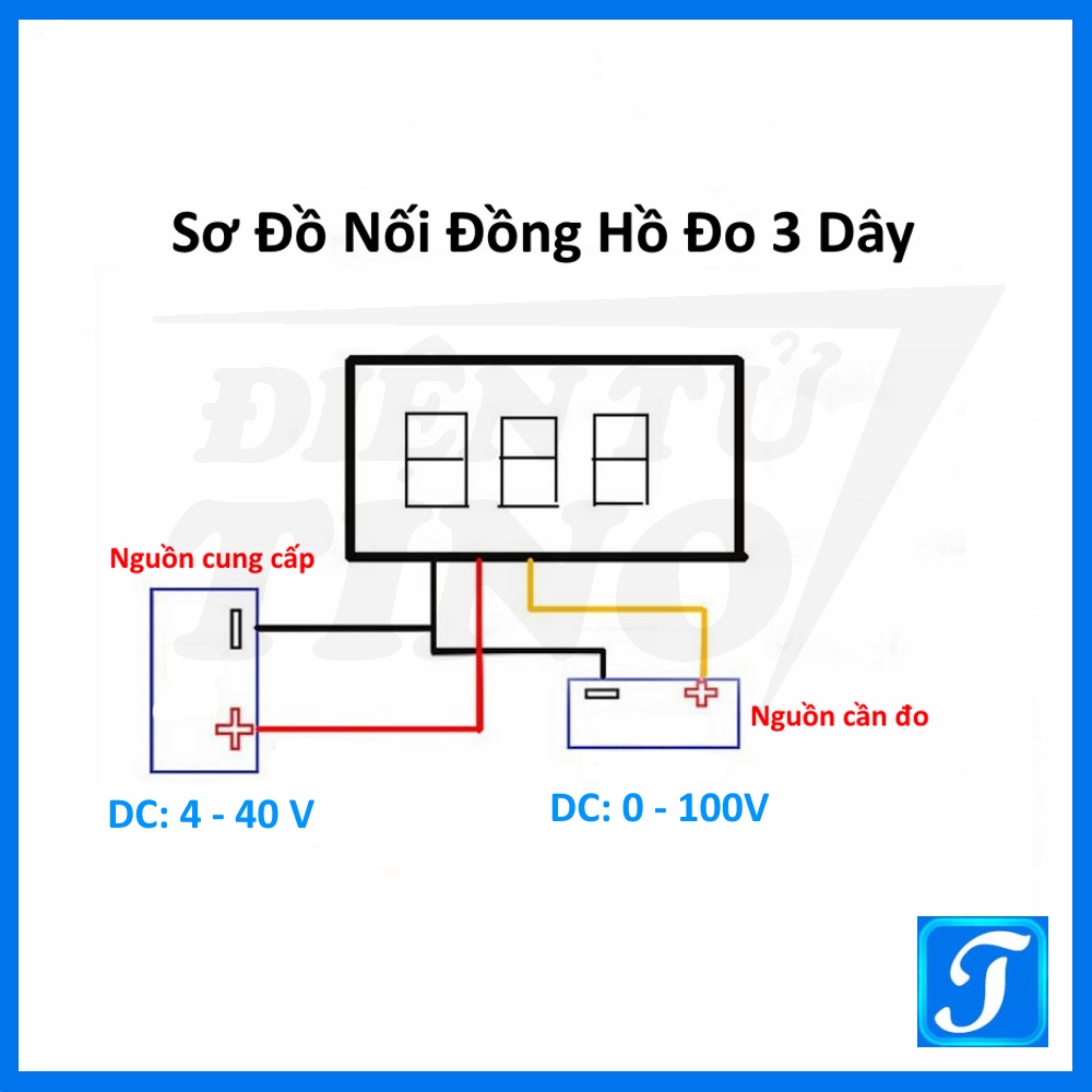 Đồng Hồ Đo Điện Áp Nhỏ Gọn Kích Cỡ 0.28 Inch Dãi Đo 0 đến 100VDC 3 Dây