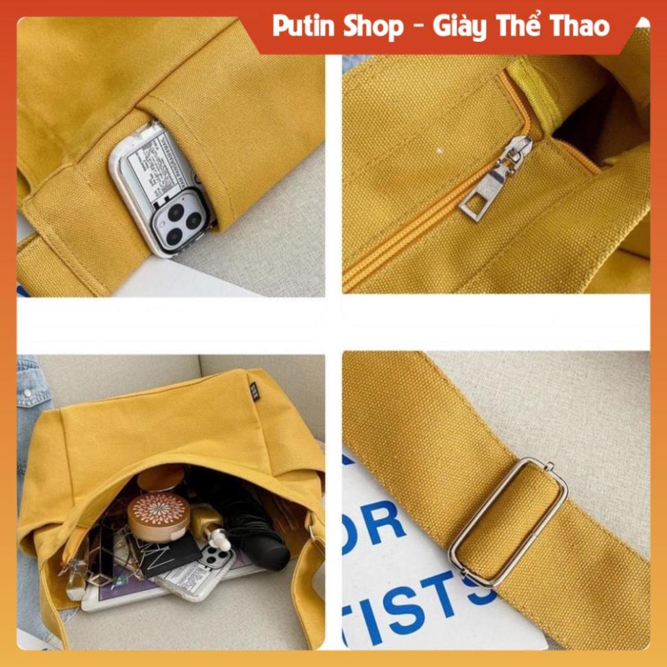 Túi Đeo Chéo Nữ vải canvas các màu trắng đen  xịn sò, Túi Khoác Vai đi học đi chơi du lịch phong cách Châu Âu