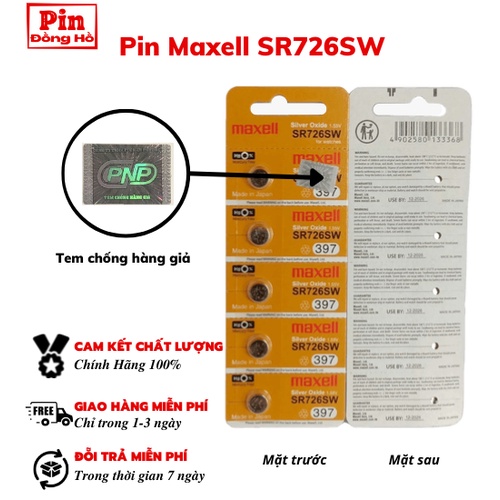 Pin 726 Maxell SR726SW vỉ vàng 1 vỉ 5 viên. Pin sr726 Dùng cho cmos, thiết bị điện tử, pin đồng hồ, bảng mạch điện