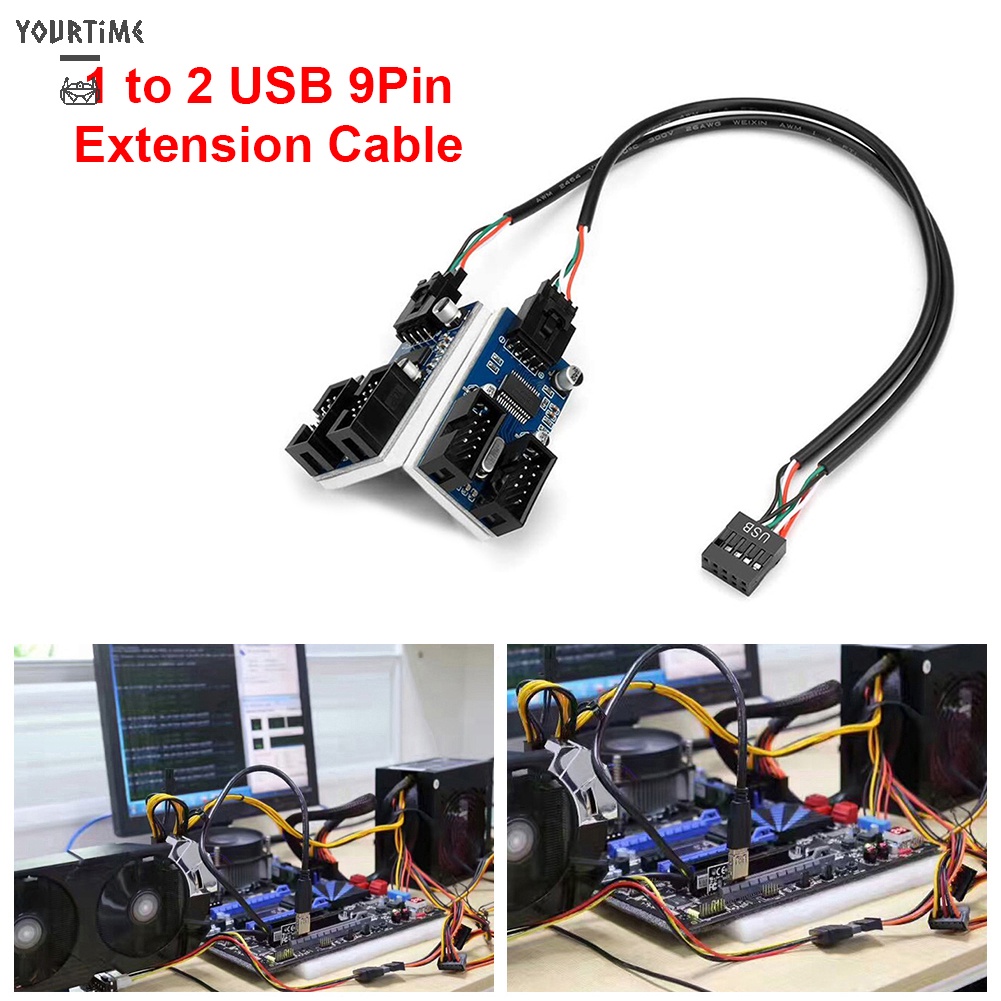 Cáp chia cổng USB 9 pin với 1/2 cổng cho bảng mạch chủ