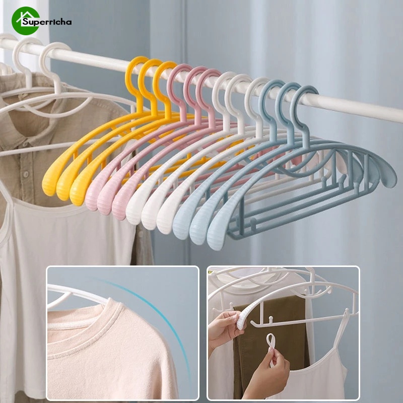 Móc Treo Quần Áo Bằng Nhựa Dày Chống Trượt Chống Biến Dạng 5 Màu