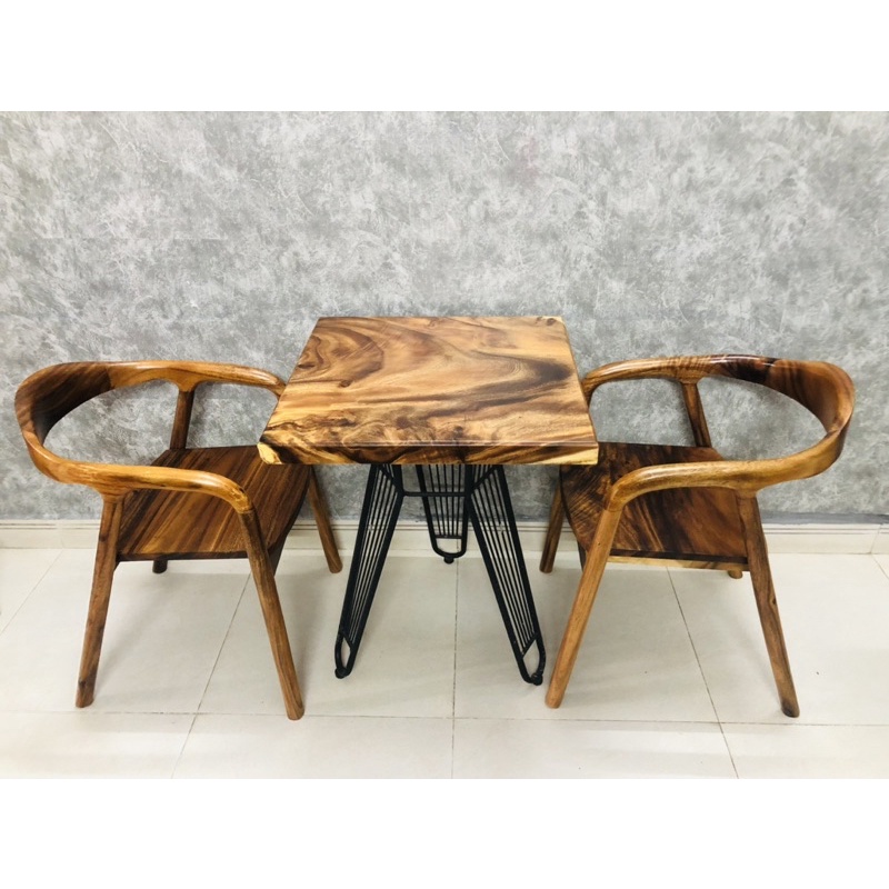 Mặt bàn vuông gỗ me tây cho bàn cafe 60x60x5cm