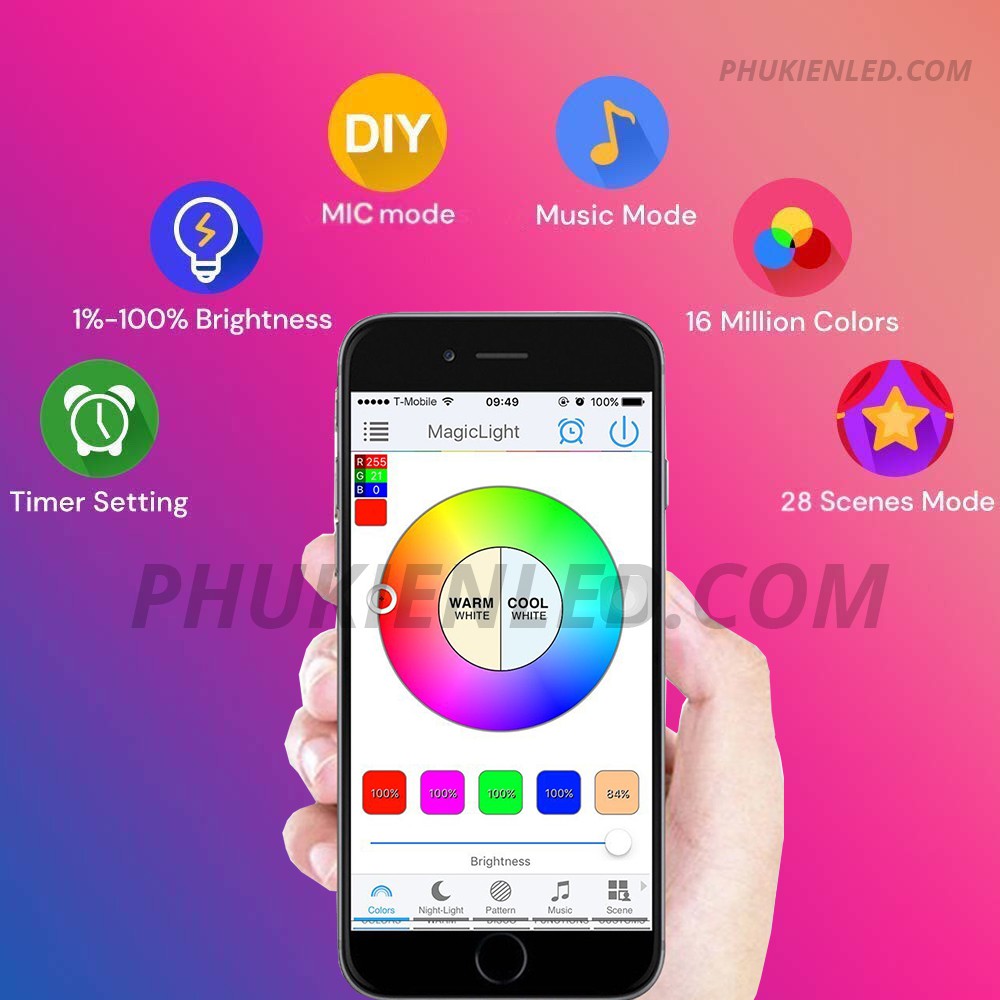 COMBO Led dây Bluetooth nháy theo nhạc điều khiển bằng App điện thoại – Dây led RGB 12V dài 5 mét chống nước | BigBuy360 - bigbuy360.vn