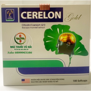 [Viên uống] Viên bổ não cerelon gold - Giảm nhức đầu, hoa mắt, chóng mặt tăng cường tuần hoàn máu não - Hộp 100 viên