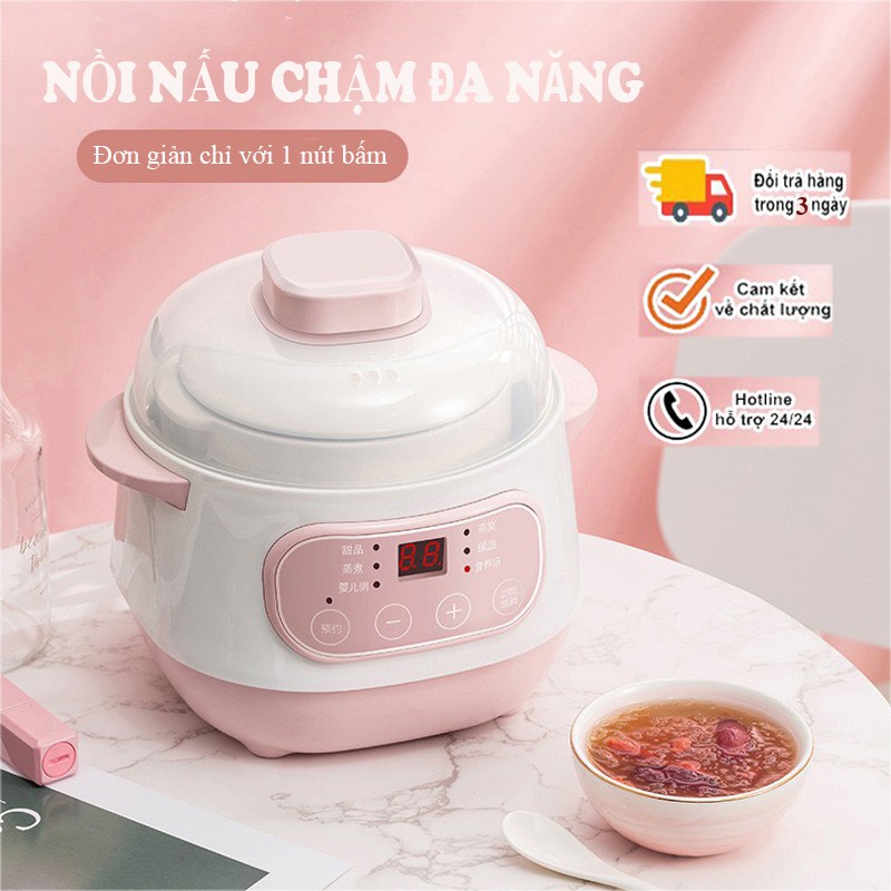 Nồi Nấu Cháo Chậm Nồi hầm cách thuỷ Đa Năng Tiện Lợi Hấp, Nấu Chè, Nấu Cháo, Chưng Yến, Giữ Ấm Vt168